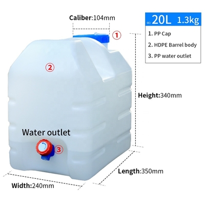 20l 5 Gallonen-Plastikwasser-Sammeltank im Freien 350*240*340mm