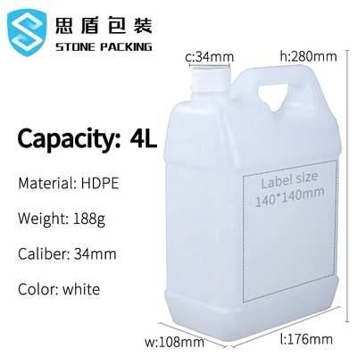 4L 1 Gallonen-chemisches Behälter HDPE Jerry Can 176*108*280mm
