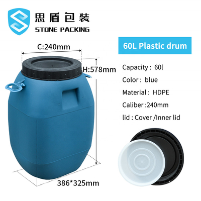 HDPE 60L Plastikbehälter-Trommel DES HDPE-100% blaue mit Deckel